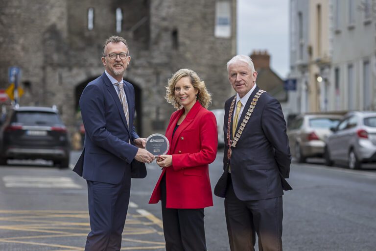 Stephen Patterson Director LHK Group Sinead Wolfe Trade Credit Insurance Specialist LHK Group and Hubert Murphy Drogheda Chamber president with the Gold Award Family Business Awards
